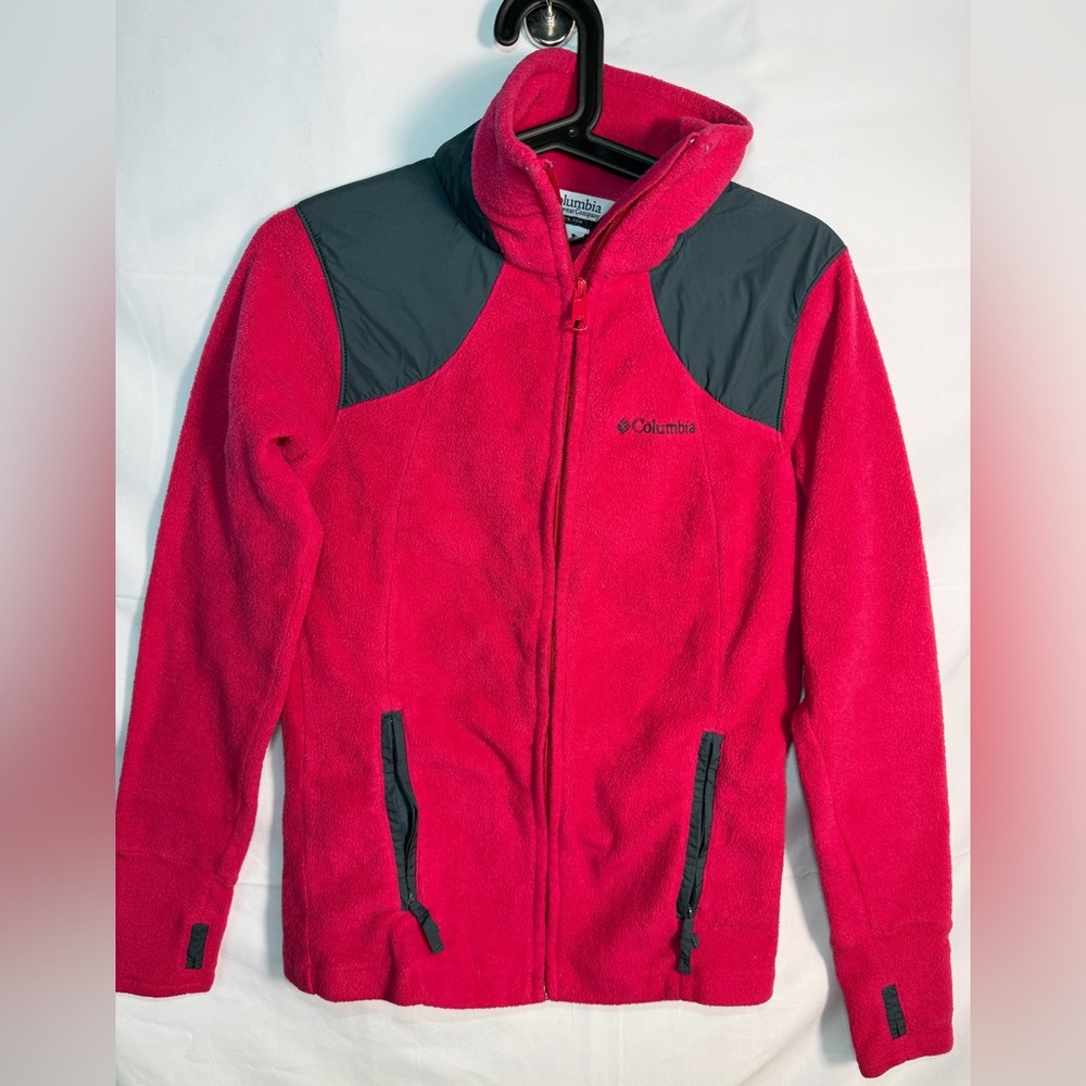 Columbia Fleece Full Zip Jacket Stand Up Collar Pink Women's small